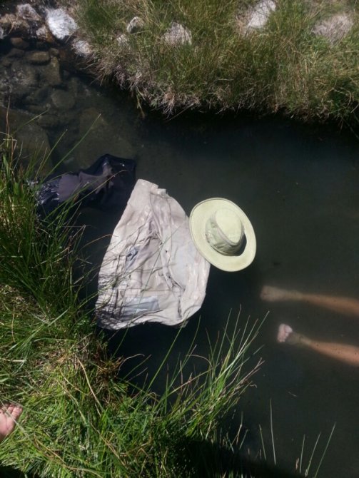 Mehap in the hotsprings at Muir Trail Ranch, 2013.