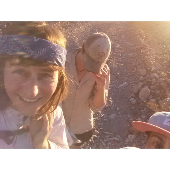 Failed morning group selfie w/Jess' eye and Chance's hat