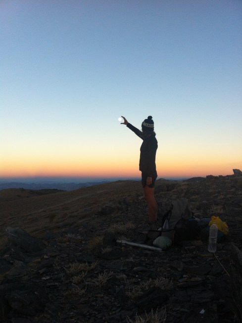 On the crest of the Inyo mountains, grabbing the moon